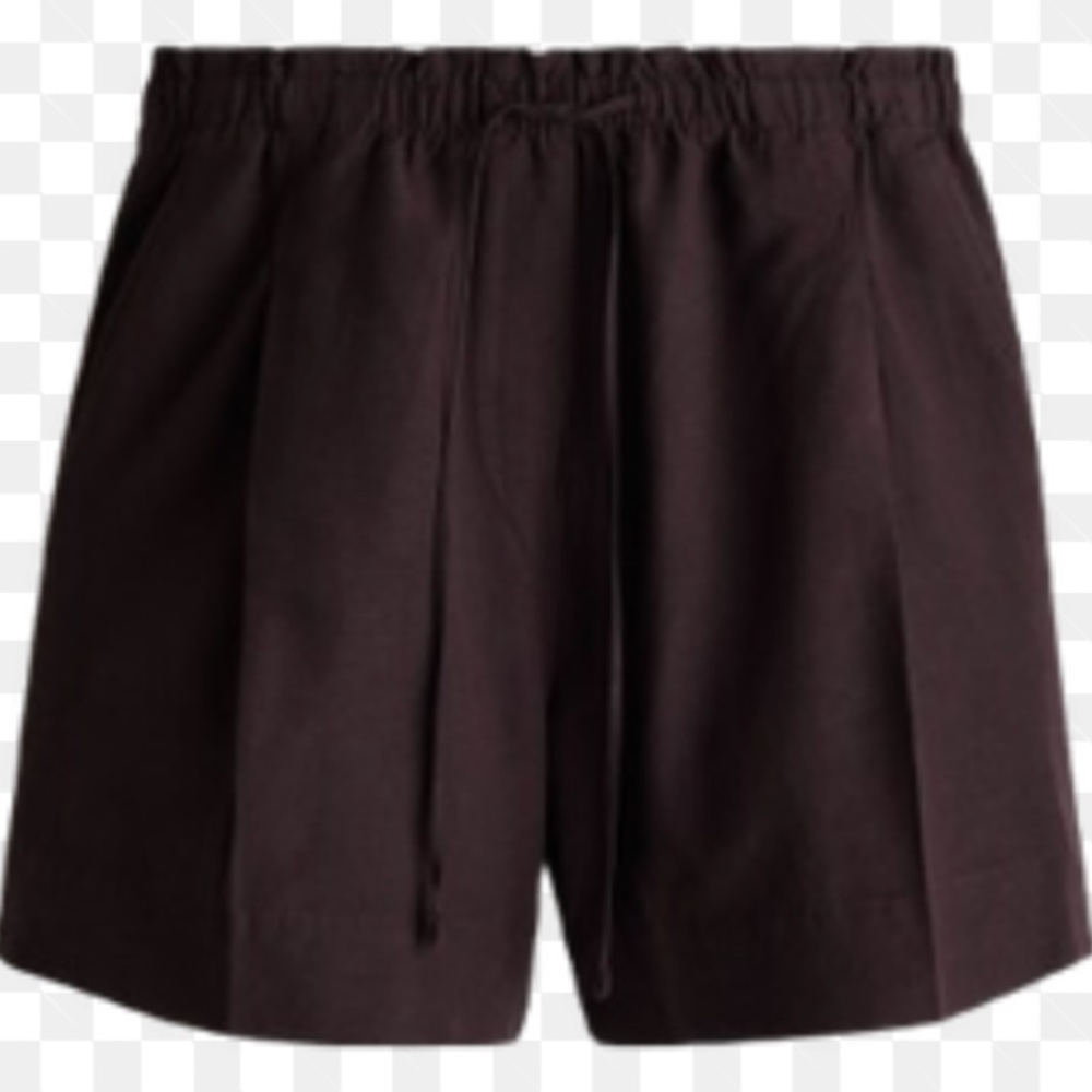H&M Linen-Blend Drawstring Short, 5" Inseam, Burgundy, Size M